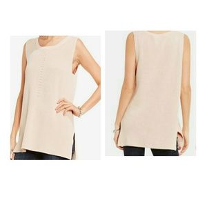 Vince Camuto Cotton Sleeveless Ribbed Sweater